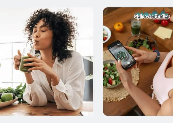 Image of woman looking into her diet and fat freezing Swansea to improve her health